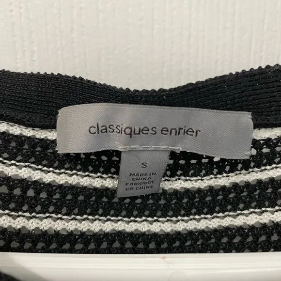 Classiques Entier Black & White Stripe Long Knit Sweater Women’s Size S - Picture 2 of 6